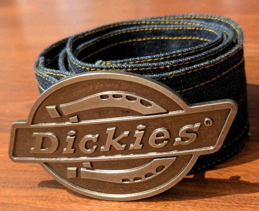 Dickies Denim Belt Oversized Logo Buckle Blue Jean Workwear Y2K Mens